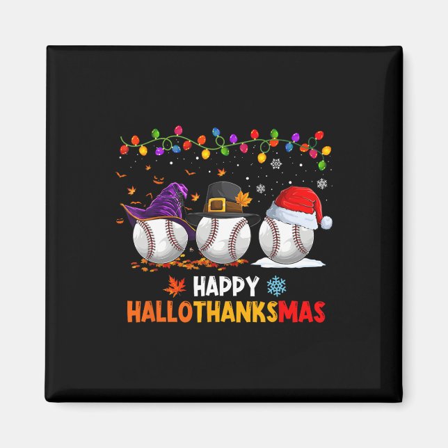Baseball Halloween Thanksgiving Christmas Hallotha Magnet (Front)