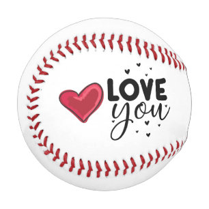 Baseball Happy Valentine's Day with love red heart