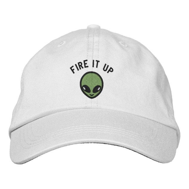 Baseball Hat - Embroidered Alien + Fire it Up  (Front)