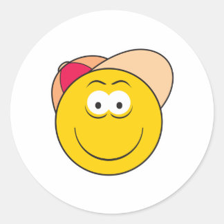 Baseball Hat Face Classic Round Sticker