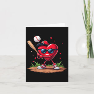 Baseball Heart Funny Valentines Day Design Basebal Card