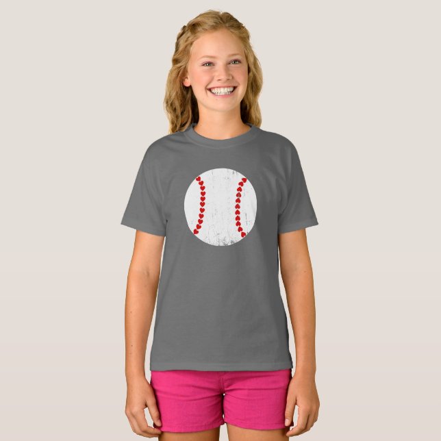 Baseball heart seam simple design T-Shirt (Front Full)