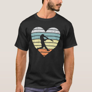 Baseball Heart Sunset Retro Sports Player Men Wome T-Shirt