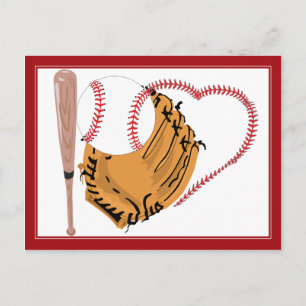 Baseball Heart & Text Postcard