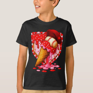 Baseball Heart Valentine Baseball Ice Cream Drip B T-Shirt