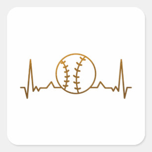 Baseball Heartbeat Square Sticker