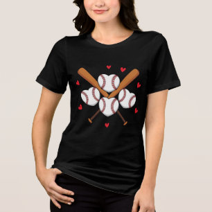 Baseball Hearts and Bats Illustration Tri-Blend Shirt