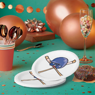 Baseball Helmet and Bats Sports Paper Plate