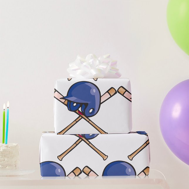 Baseball Helmet and Bats Sports Wrapping Paper (Creator Uploaded)