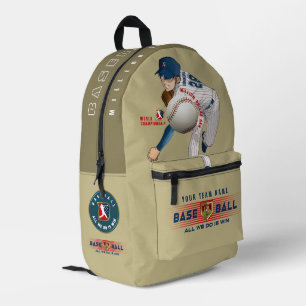 Baseball Hero with Million Dollar Arm   Printed Backpack