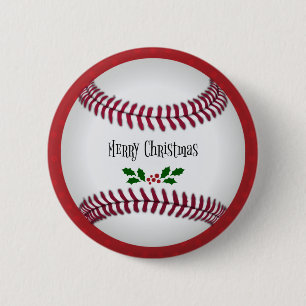 Baseball Holiday Design, Merry Christmas 6 Cm Round Badge
