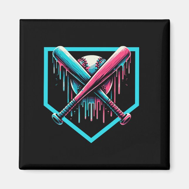 Baseball Home Plate Drip Boys Baseball Bat  Magnet (Front)