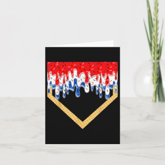 Baseball Home Plate Drip Boys Ice Cream Us Flag 4t Card