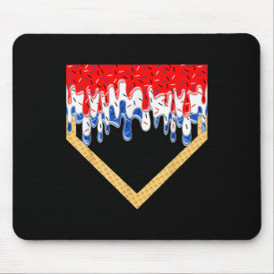 Baseball Home Plate Drip Boys Ice Cream Us Flag 4t Mouse Pad