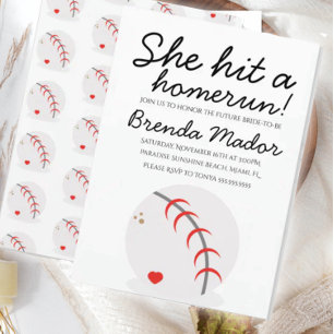 Baseball Homerun Sports Lover Bridal Shower Invitation