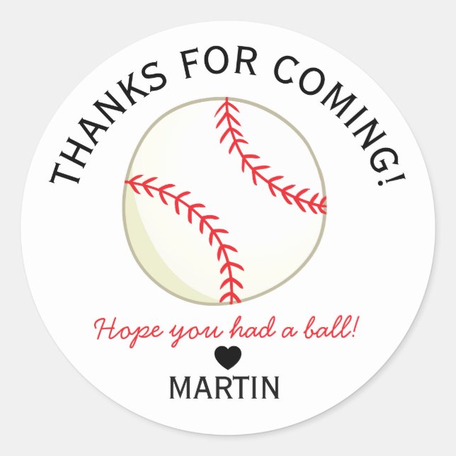 Baseball Hope You Had A Ball Personalised Stickers (Front)