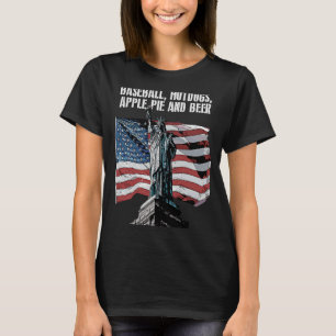 Baseball Hotdogs Apple Pie Beer 4th of July Party T-Shirt