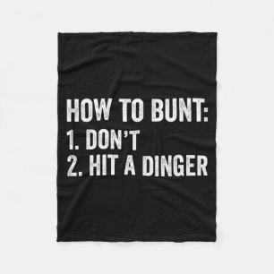 Baseball Humor How To Bunt Don't Hit A Dinger Funn Fleece Blanket