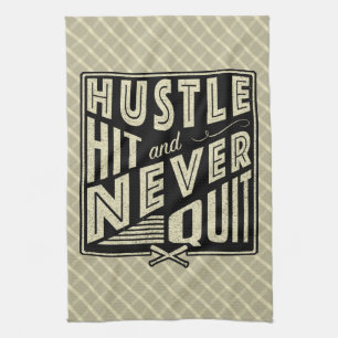 Baseball Hustle, Hit And Never Quit Tea Towel