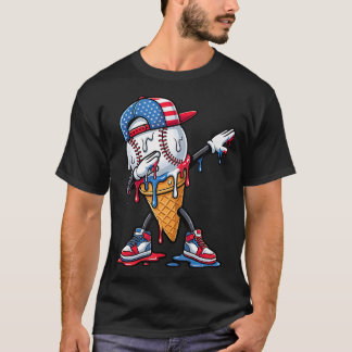 Baseball Ice Cream American Flag 4Th Of July Men T-Shirt