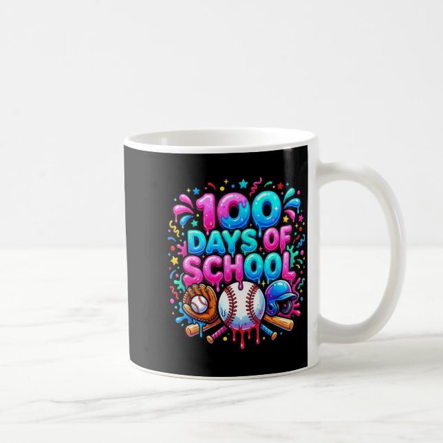 Baseball Ice Cream Drip 100 Days Of School Student Coffee Mug (Right)