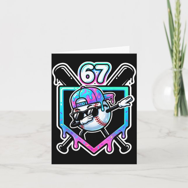 Baseball Ice Cream Drip 67 Player Dabbing Six Seve Card (Front)