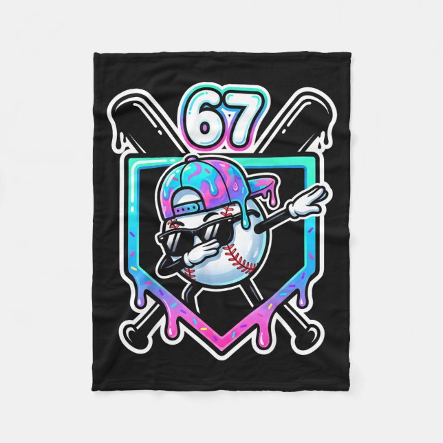 Baseball Ice Cream Drip 67 Player Dabbing Six Seve Fleece Blanket (Front)