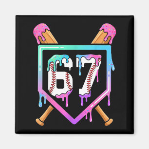 Baseball Ice Cream Drip 67 Player Dabbing Six Seve Magnet