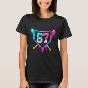 Baseball Ice Cream Drip 67 Six Seven Meme Number 6 T-Shirt