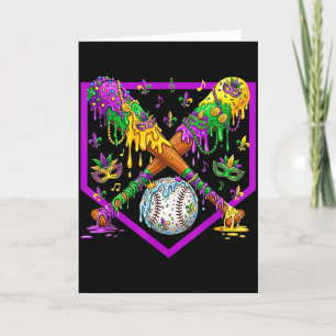 Baseball Ice Cream Drip Boys Mardi Gras Carnival P Card