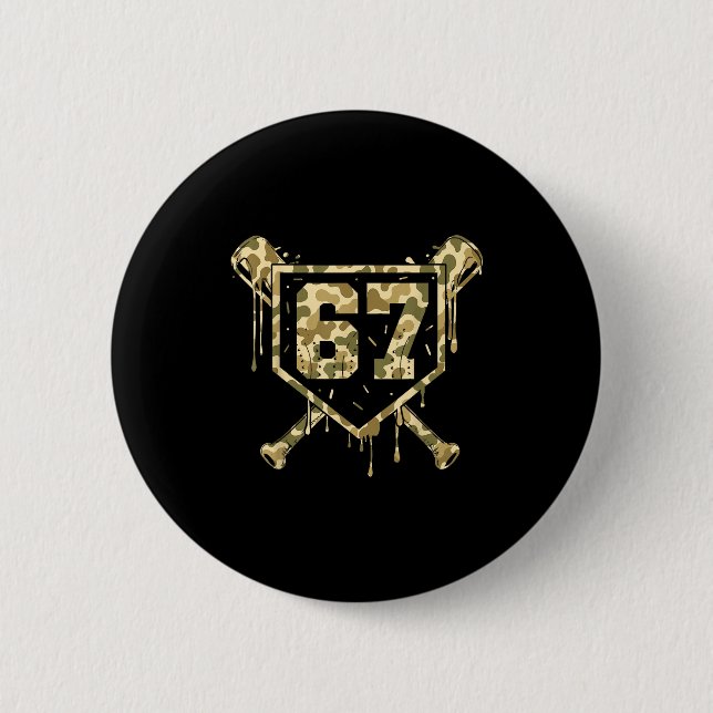 Baseball Ice Cream Drip Camo Number 67 Player 67th 6 Cm Round Badge (Front)