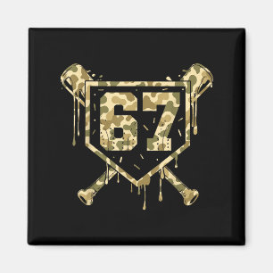 Baseball Ice Cream Drip Camo Number 67 Player 67th Magnet