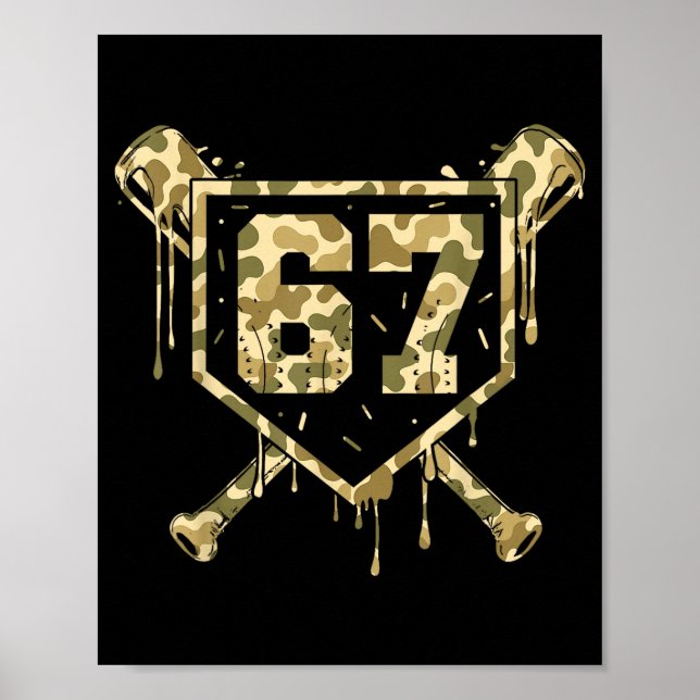 Baseball Ice Cream Drip Camo Number 67 Player 67th Poster (Front)