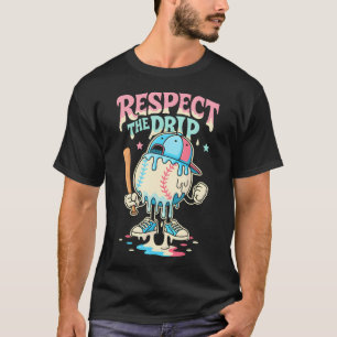 Baseball Ice Cream Drip For Boys Girls Respect T-Shirt