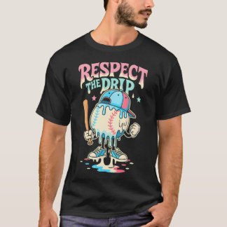 Baseball Ice Cream Drip For Boys Girls Respect T-Shirt