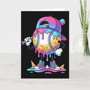 Baseball Ice Cream Drip Meme Bat Boys Sports Cool  Card
