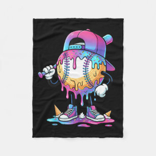 Baseball Ice Cream Drip Meme Bat Boys Sports Cool Fleece Blanket