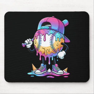 Baseball Ice Cream Drip Meme Bat Boys Sports Cool Mouse Pad