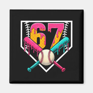 Baseball Ice Cream Drip Number 67 Player 67th Birt Magnet