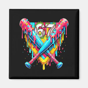 Baseball Ice Cream Drip Number 67 Player 67th Birt Magnet