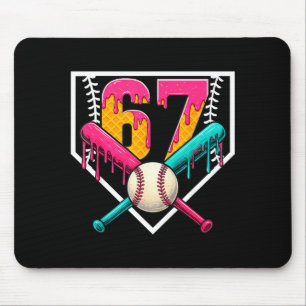 Baseball Ice Cream Drip Number 67 Player 67th Birt Mouse Pad