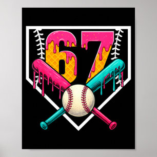 Baseball Ice Cream Drip Number 67 Player 67th Birt Poster