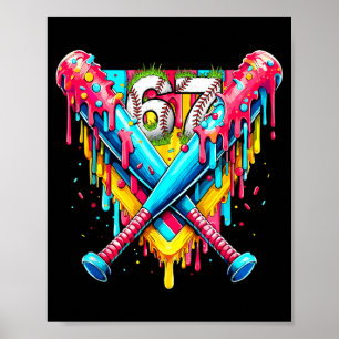 Baseball Ice Cream Drip Number 67 Player 67th Birt Poster