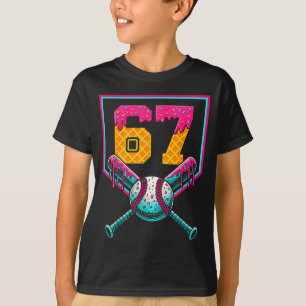Baseball Ice Cream Drip Number 67 Player 67th Birt T-Shirt