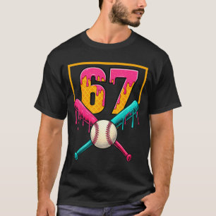 Baseball Ice Cream Drip Number 67 Player 67th Birt T-Shirt