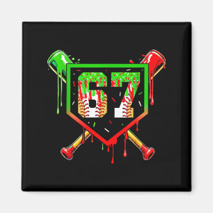 Baseball Ice Cream Drip Number 67 Player 6 7 Chris Magnet