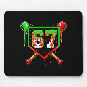 Baseball Ice Cream Drip Number 67 Player 6 7 Chris Mouse Pad