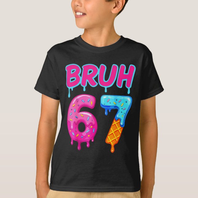 Baseball Ice Cream Drip Number 67 Player Or 67th B T-Shirt (Front)