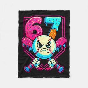 Baseball Ice Cream Drip Number 67 Six Seven Meme 6 Fleece Blanket