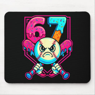Baseball Ice Cream Drip Number 67 Six Seven Meme 6 Mouse Pad